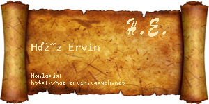 Ház Ervin névjegykártya