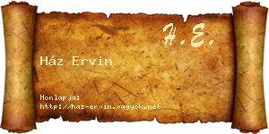 Ház Ervin névjegykártya
